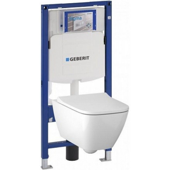 Комплект инсталляции GEBERIT DUOFIX 111.300.00.5 UP320 с подвесным унитазом SMYLE SQUARE 500.683.01.1 безободковый и крышкой-сиденьем микролифт 111.300.00.5-500,683